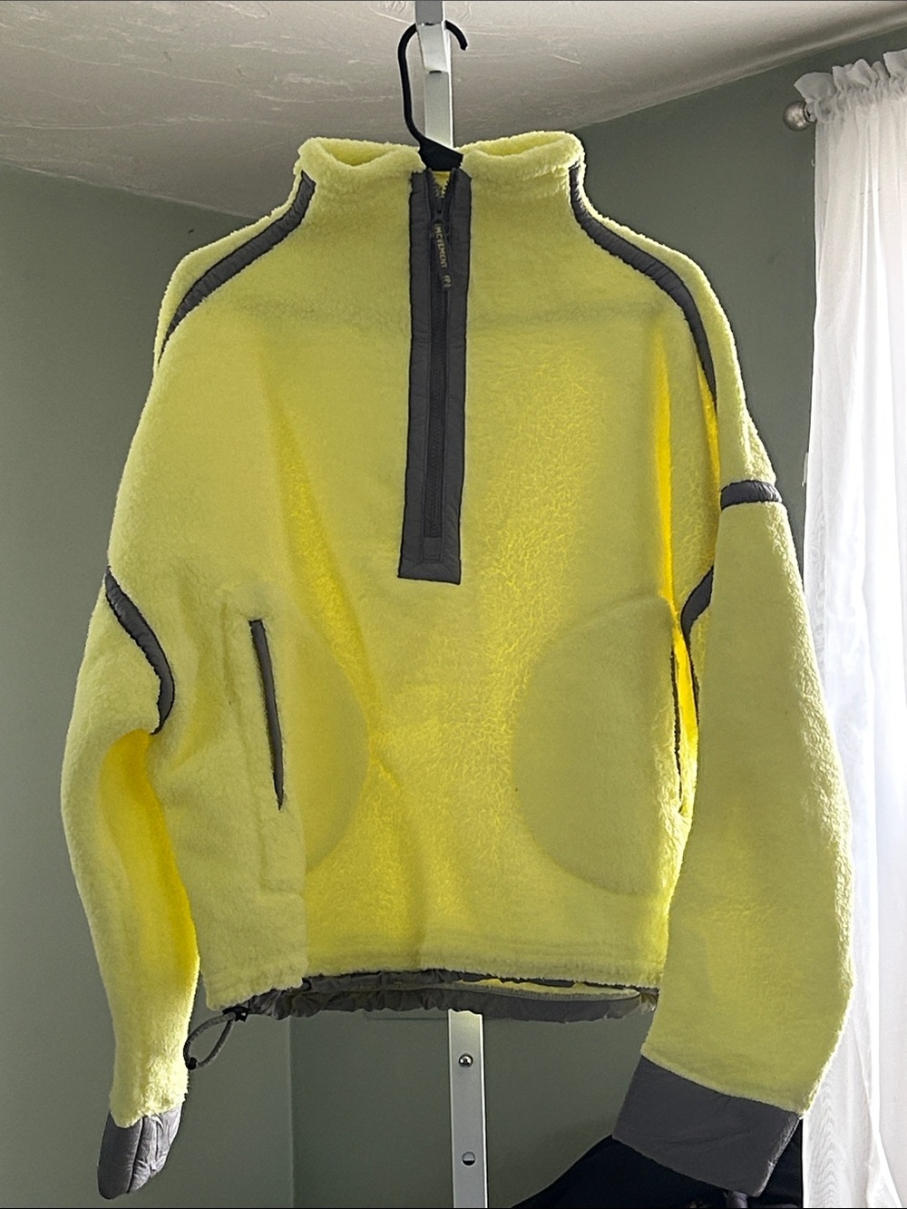 Free People Mountain High 1/2 Zip Fleece Pullover  in yellow with gray piping